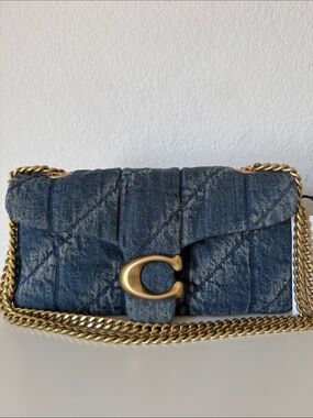 NWT 🌷Coach Tabby Quilted Loved Denim Convertible Shoulder Bag 26 cm